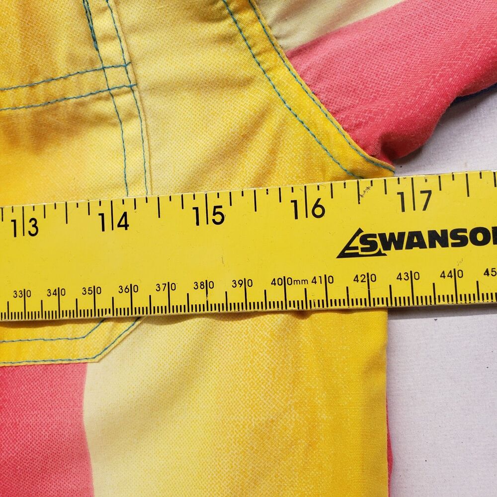Vintage 90s Bugle Boy Button Up Short Sleeve Shirt Multi Color Striped L XL 7x - Picture 8 of 9